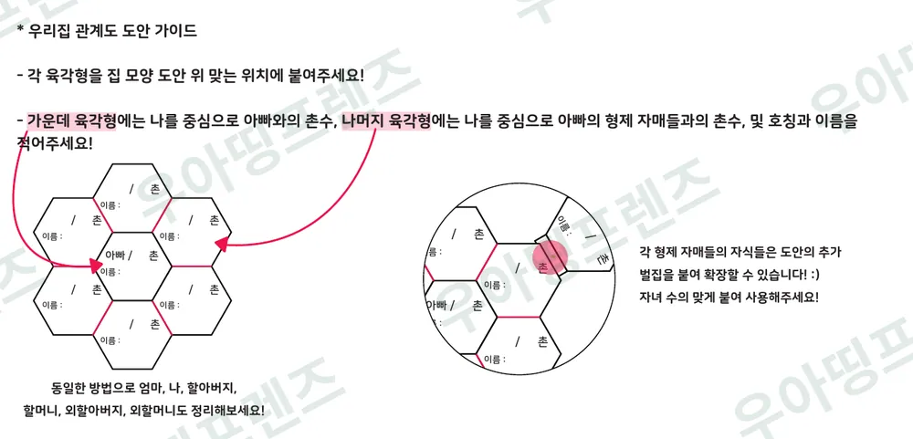 우아띵 가족관계도 워크북 도안 19쪽