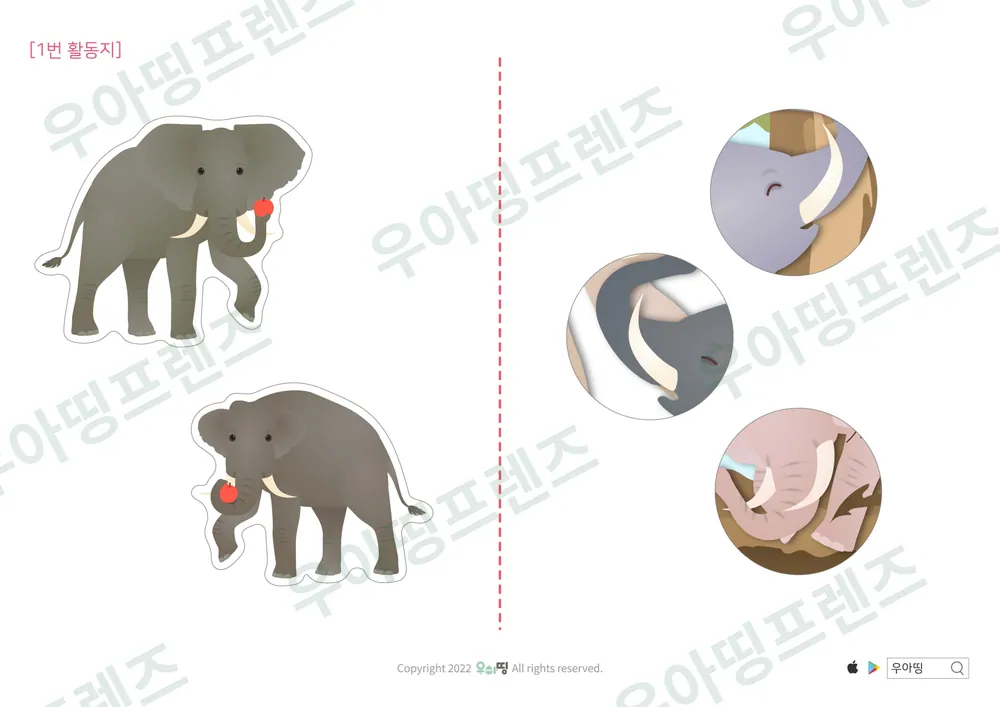 코끼리 자연관찰 워크북 도안 9쪽