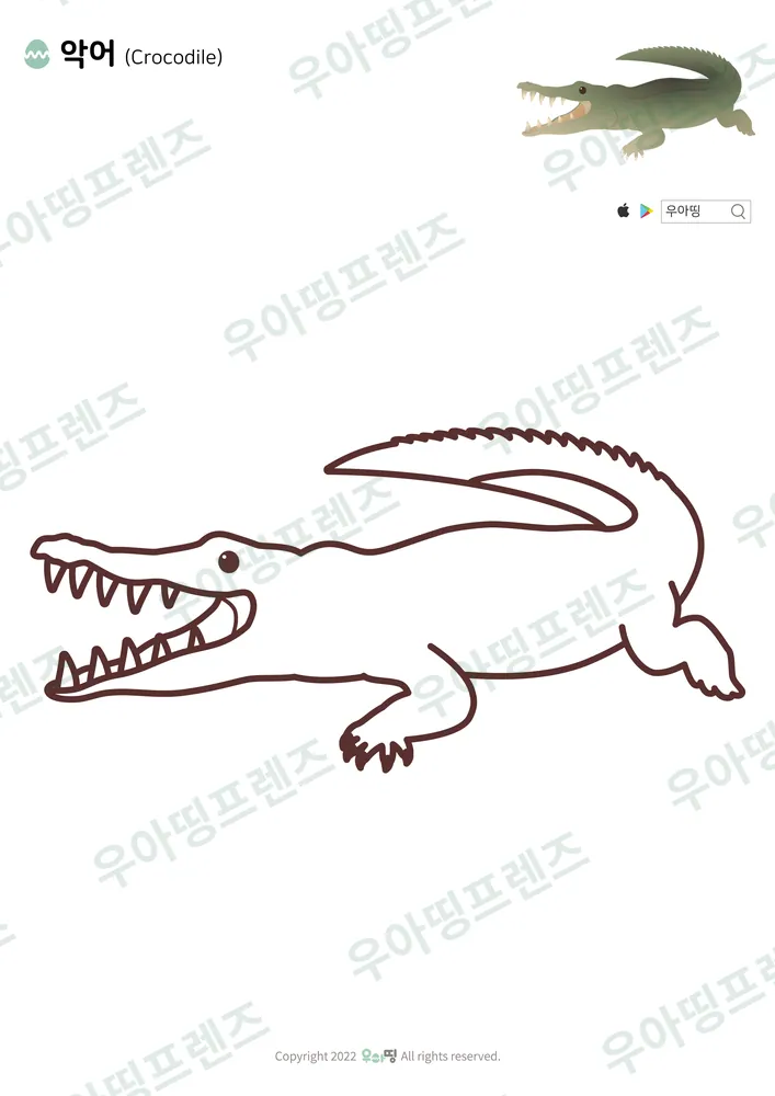 악어 색칠공부 도안 미리보기