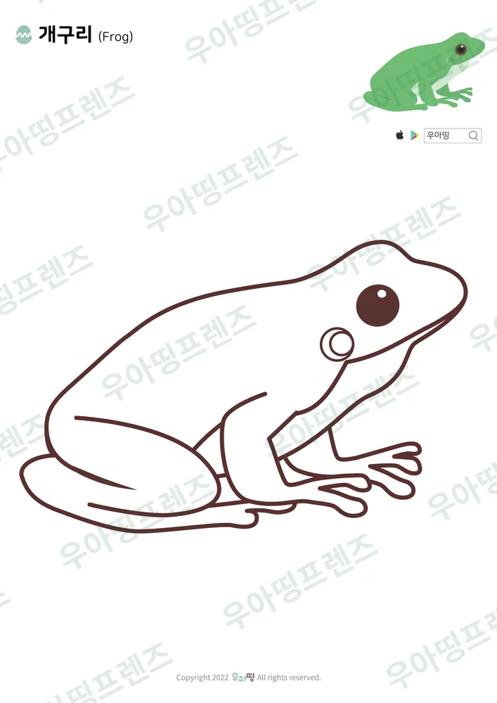 개구리 옆모습 색칠공부 도안 미리보기