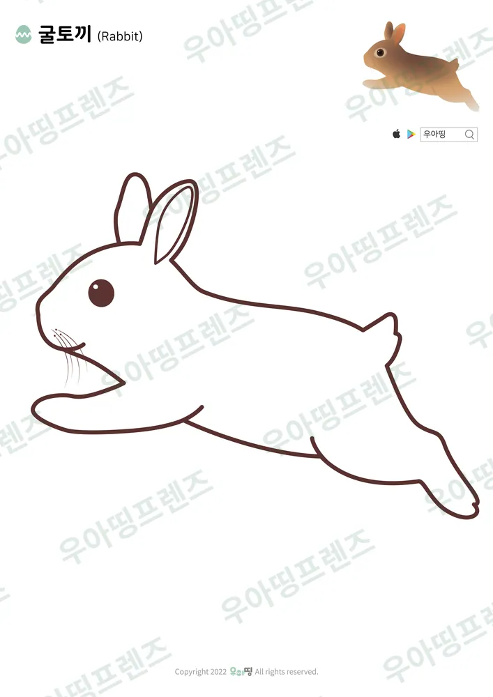 굴토끼 색칠공부 도안 미리보기