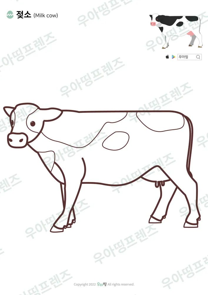 젖소 색칠공부 도안 미리보기