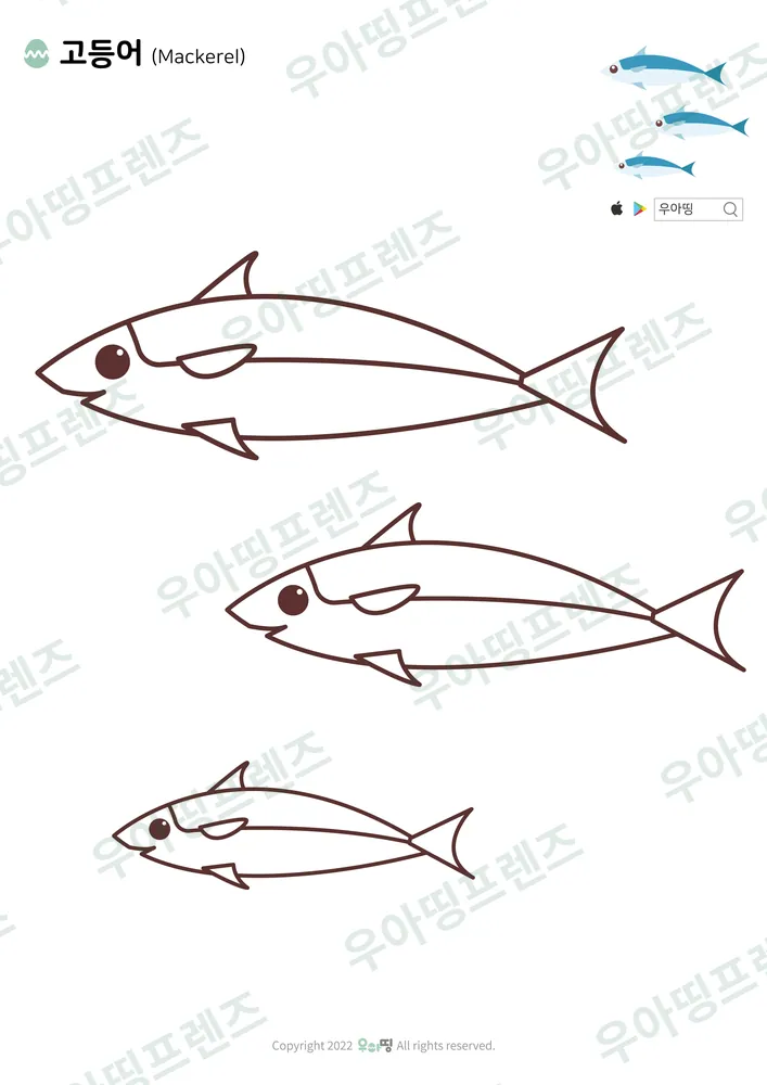 고등어 색칠공부 도안 미리보기