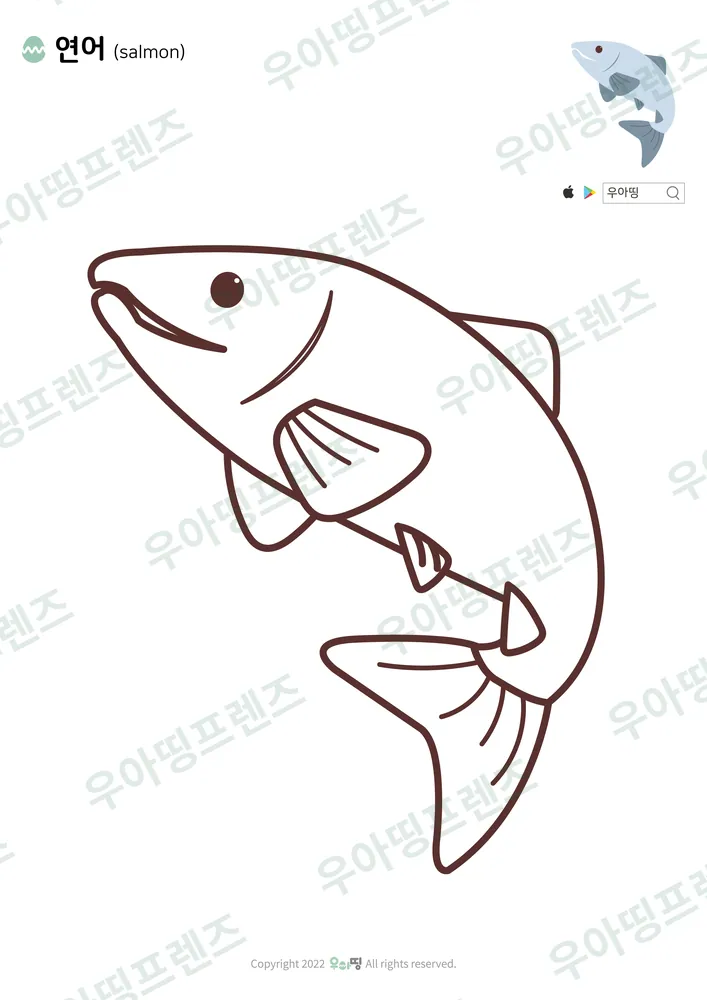 연어 색칠공부 도안 미리보기