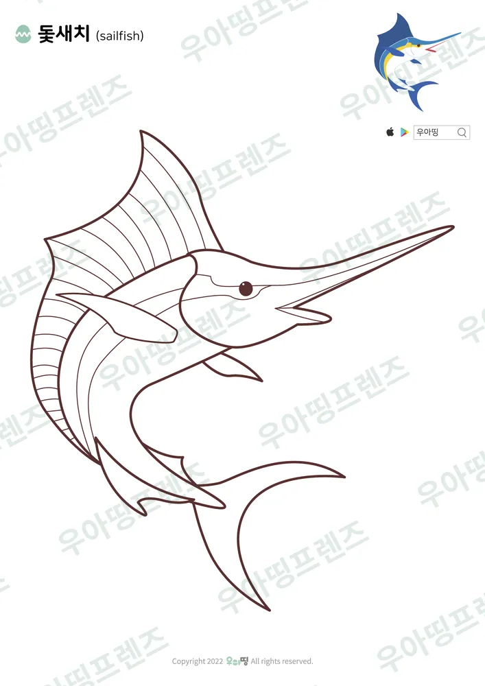 돛새치 색칠공부 도안 미리보기