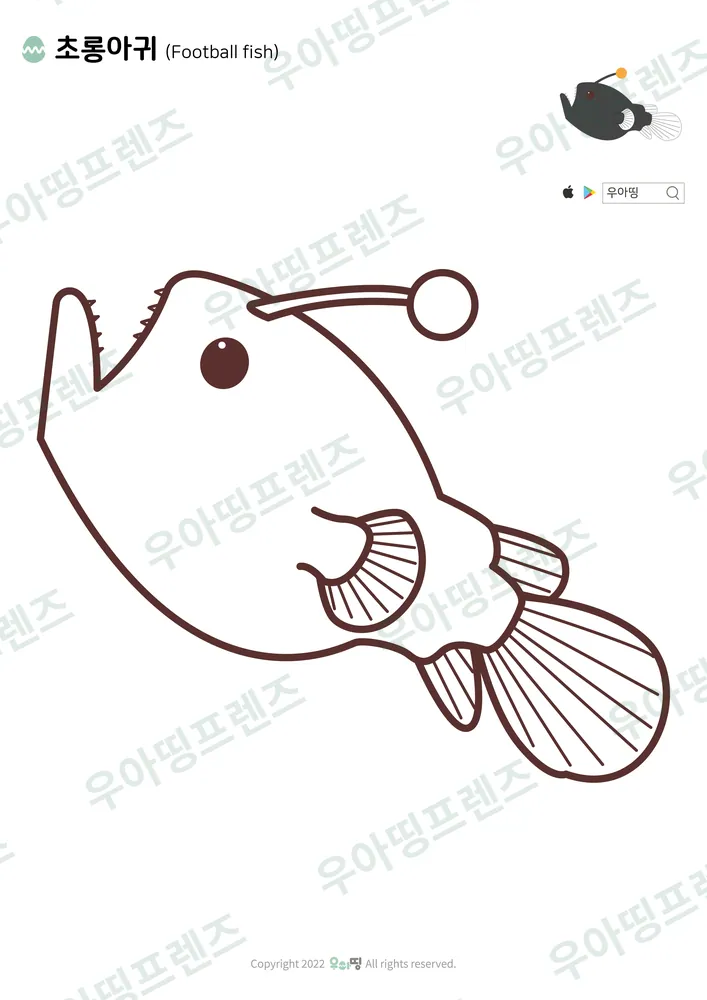 초롱아귀 색칠공부 도안 미리보기