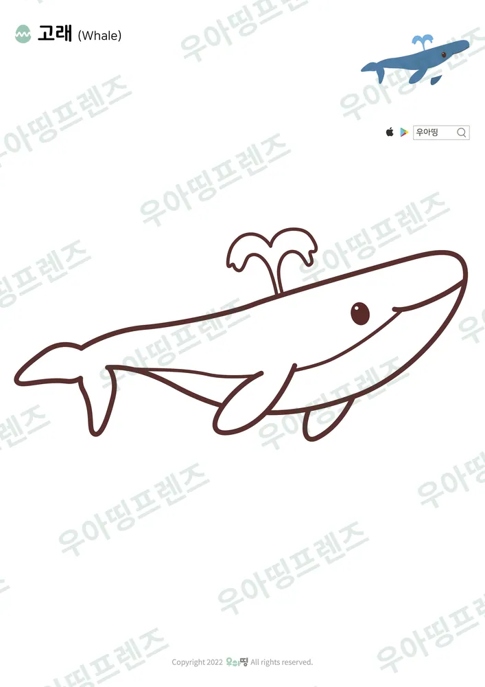 고래 색칠공부 도안 미리보기