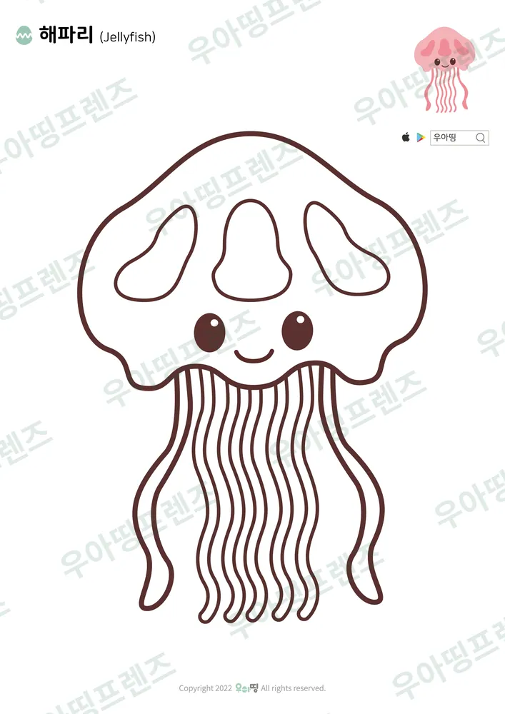 해파리 색칠공부 도안 미리보기