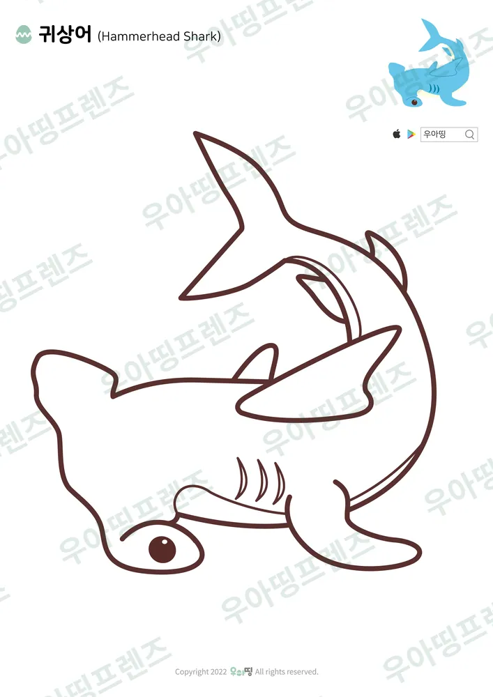 귀상어 색칠공부 도안 미리보기